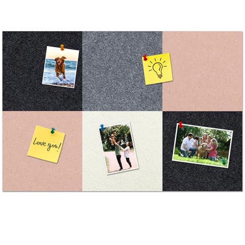 Square Felt Cork Bulletin Board Tiles, Self Adhesive DIY Felt Pin Board for Wall 30" x 20" with 35 Pushpins for Office School Home Wall Decor Stickers Memos Photos Display (Camel & Grey) - color: #A- Camel & Grey, size: Square