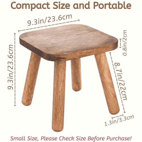 Youeon 9 Inch Small Wooden Step Stool, Non-Slip One Step Stool for Adults, Holds up to 300 Lbs, Portable & Sturdy, Footstool for Bedroom, Bathroom, Kitchen, Easy to Assemble - size: 9.3"l X 9.3"w X 9.3"h