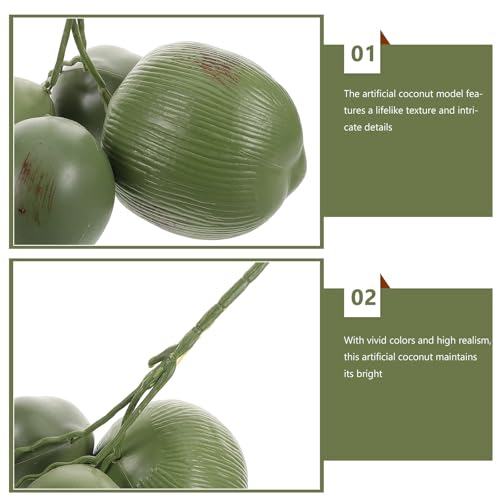 Realistic Artificial Coconut Model 3pcs Set Plastic Lifelike Fake Fruit for Tropical Party Decor Photo Props Summer Home Display