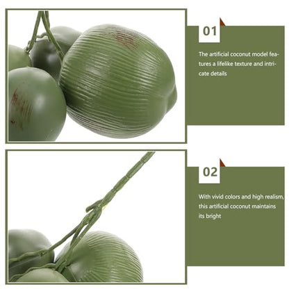 Realistic Artificial Coconut Model 3pcs Set Plastic Lifelike Fake Fruit for Tropical Party Decor Photo Props Summer Home Display