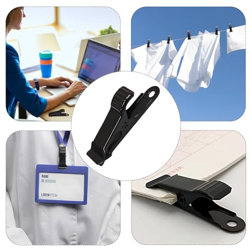 32 Pcs Metal Mini Spring Clamps, 0.5 Inch Small Alligator Clips, Stainless Steel Crocodile Clips for Crafts, Work, Photos, DIY & Hanging Decor (Black)