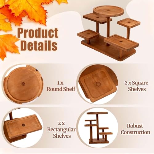 Jewelry Stand, Wooden Tiered Display Rack, Earring Storage Organizer Display Shelves Collectible, Perfume Bracelet Trays for Crafts Sales, Gifts(Brown) - color: Brown