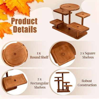 Jewelry Stand, Wooden Tiered Display Rack, Earring Storage Organizer Display Shelves Collectible, Perfume Bracelet Trays for Crafts Sales, Gifts(Brown) - color: Brown