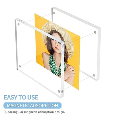Sezanrpt Acrylic Picture Frames 3x3, 3 x 3 inch picture frame for 3x3 or 2x2 Pictures, Clear Double Sided Thick Photo Frames Desktop Pictures Display Small Tips Holder - size: 3'' x 3''