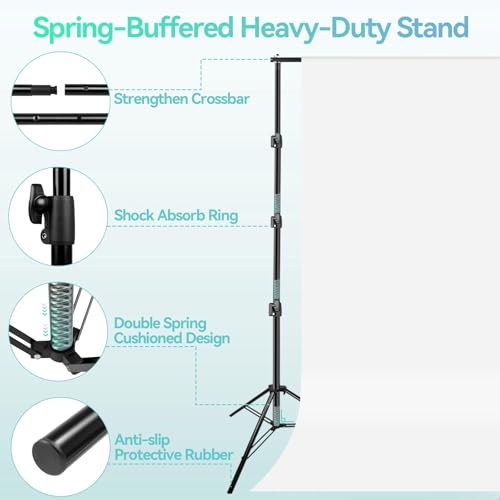 EMART Portable Photography Backdrop Stand Kit 10 x 10 ft with 10 x 20 ft White Backdrop, Adjustable Background Support System for Photo Video Studio, Photoshoot, Party, Live Game, Interviews - size: 10*10ft Stand/10*20ft Backdrop