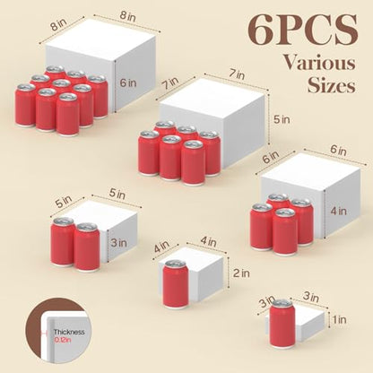 6 PCS Buffet Risers, Food Risers for Buffet Table, Display Stand Shelf for Party, Catering, Jewelry & Collectibles, White Acrylic Nesting Boxes for Food Display (8" 7" 6" 5" 4" 3") - size: 8" 7" 6" 5" 4" 3"