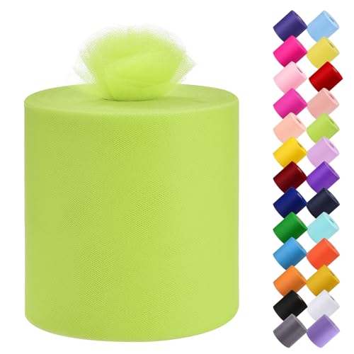 Tulle Fabric Roll, 6” by 200 Yards (600FT) Tulle Organza Fabric Spool for DIY Tutu Skirt Baby Shower Decor Wedding Backdrop Crafts Birthday Party Supplies(Autumn Green) - color: Autumn Green