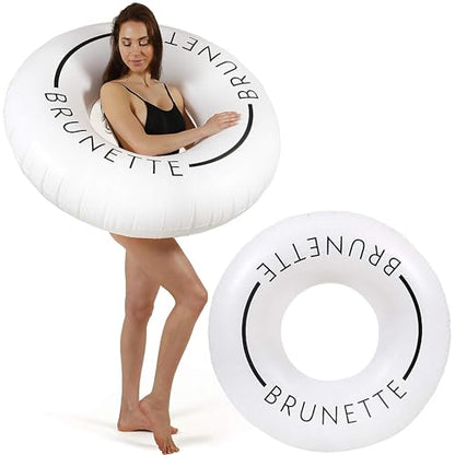 Loteli Swim Ring Float - Minimal Aesthetic Inflatable Swim Ring | Classic Prop for Party, Photo Shoot, Summer Fun & Relaxation | Durable & Easy to Inflate - color: Brunette, size: 2 Pack