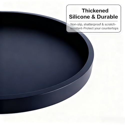 Silicone Bathroom Tray - 9-Inch Round Vanity Tray, Suitable for Candles, Perfumes, Soap Dispensers Black - color: Black