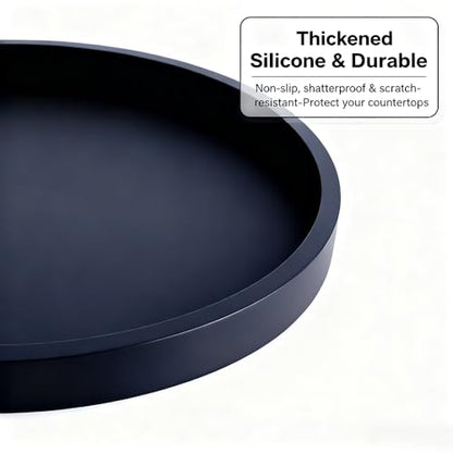 Silicone Bathroom Tray - 9-Inch Round Vanity Tray, Suitable for Candles, Perfumes, Soap Dispensers Black - color: Black