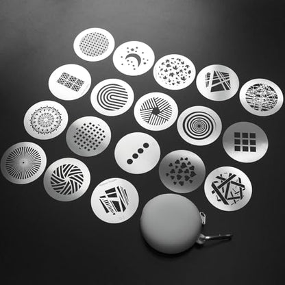 18Pcs Round Gobos Kit for Optical Snoot,66mm/2.6in Metal Plate Patterns for Spotlight Attachment Compatible with Godox BFP/OT1/OT1 Pro/II/Westcott Optical Spot/Aputure SE,for Portraits/Product/YouTube - style: 18packs Patterns