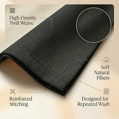 ACCENTHOME Accent Home 100% Cotton Napkins, Delicate Cloth Napkins for Dinners, Parties and Weddings，18 x 18 Inch Set of 12 - Black - color: 08 - Black - Twill, size: 18"x18" - Pack of 12