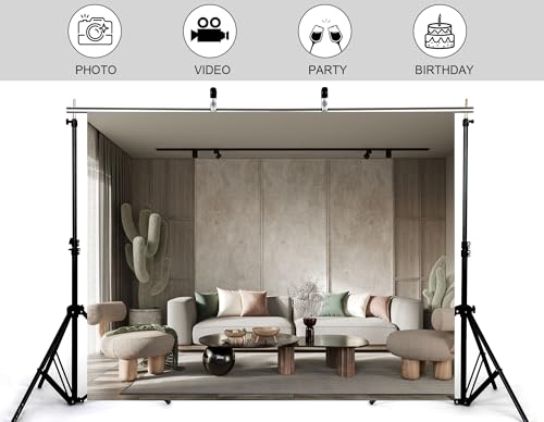10x8ft Nordic Living Room Backdrop Neutral Tone Sofa Setup Photography Background for Party Home Studio Decorations Tapestry Photo Booth Props - size: 10x8ft