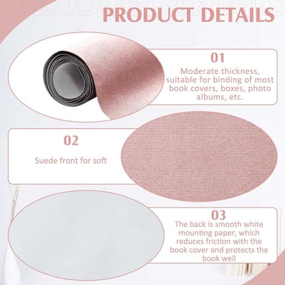 PerKoop Book Cloth for Book Binding 40 x 16 Inch Fabric Surface Paper Backed Bookcover Archival European Durable Strong Bookbinding Supplies Cover Books Album Scrapbooking (Pink) - color: Pink