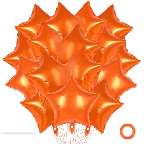 20 Pcs Orange Star Balloons,18 Inch Star Foil Balloons,Stars Shaped Balloon Mylar Helium Balloon for Birthday Party Anniversary Wedding Baby Shower Decorations (Orange) - color: 18inch-orange