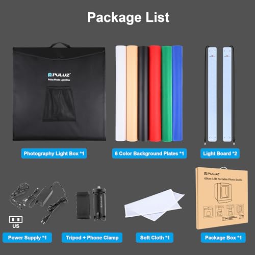 PULUZ Light Box 24x24in, Portable Photo Studio Light Box with 120 LED Lights ＆6 Color backdrops Professional Photography Lighting Tent Kit for Big Product Photography Lightbox - color: 23.6x23.6x23.6in