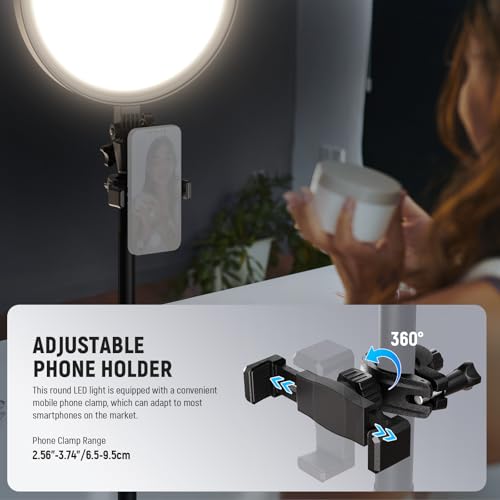 NEEWER Basics 12" 24W Large Ring Light with 68" Stand/Phone Holder/Remote for iPhone Video Recording Selfie Streaming Makeup Studio Photography, 3000K-6500K CRI98 Full Screen LED Panel Lighting, BR13 - style: BR13