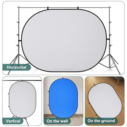 Kate 5x6.5ft(1.5x2m) Collapsible Backdrop Blue Grey Twist Flex Folding Pop up Backgrounds for Photoshoot, Headshots Photo, Video Calls - color: Blue/Grey