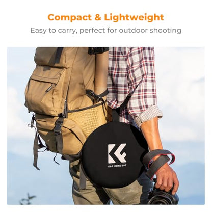 K&F CONCEPT 24" x36”(60x90cm) 5-in-1 Oval Foldable Reflector with Carrying Bag, Gold, Silver, Black, White Reflective Fabric and Translucent Soft Fabric for Studio Lighting - size: 60x90cm