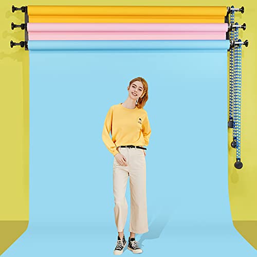 ZLY 3 Roller Wall Mounting Manual Background Support System,Photo Background Ceiling Holder,for Home Studio Live Stream Game Video, Including 2 Double Hooks, Expand Bars,3 Chains,Eight Screws