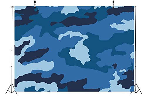 Blue Camouflage Backdrop Fabric 17x10ft Army Camo Military Texture Photography Background for Welcome Back Soldier Party Decorations Military Men Portrait Farewell Photoshoot Props - size: 17x10FT