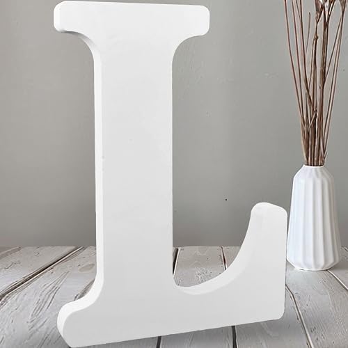 AOCEAN 12 Inch White Big Wood Letters Unfinished Wooden Letters for Wall Decor Decorative Standing Letters Slices Sign Board Decoration for Craft Home Party Projects (L) - color: L