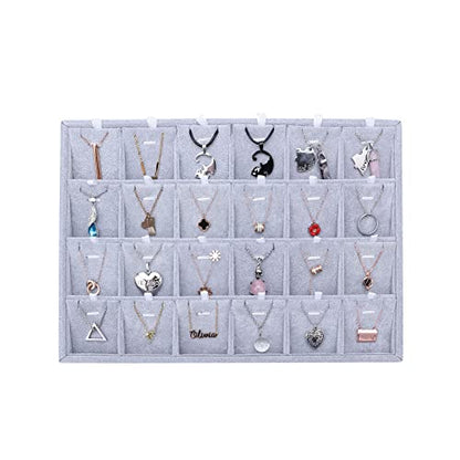 24 Grids Stackable Jewelry Tray Organizer with Removable Dividers, Velvet Jewelry Display Tray for Earrings Necklaces Bracelet Rings Display Showcase - Grey - color: Grey