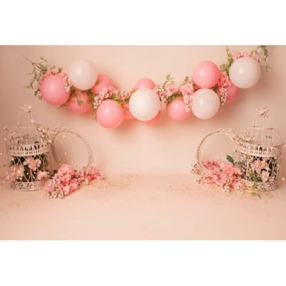 Yeele 20x10ft Pink Balloon Floral Backdrop for Girl Birthday Pastel Pink Room Flowers Balloons Princess Baby Shower Photography Background for Newborn Girls Women Portrait Photo Shoot Props - size: 20x10ft