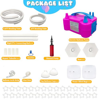 AerWo Balloon Arch Kit with Balloon Pump Electric, 8.2FT & 5FT Half Balloon Arch Stand with Base, Free Bending Balloon Stand Kit for Wedding Birthday Party Baby Shower Graduation Decorations - style: Balloon Arch Stand with Pump