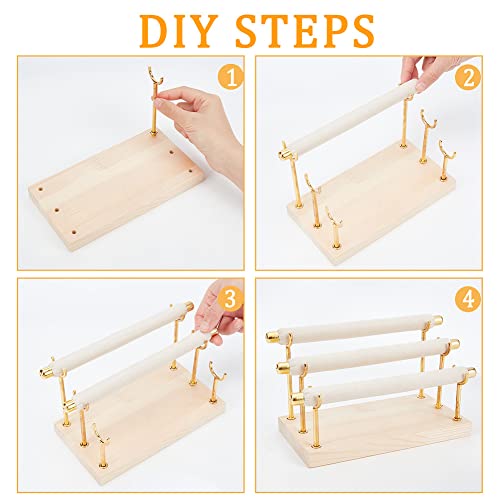 NBEADS 3-Tier Ring Display Stands, Wood Detachable Ring Organizer, Wooden Ring Holder with Golden End Jewelry Storage Organizer Tower Ring Display Jewelry Shelf (RDIS-WH0009-009-US6) - color: 3-Tier Wooden L.w.thi: 8.27x3.94x4.33"