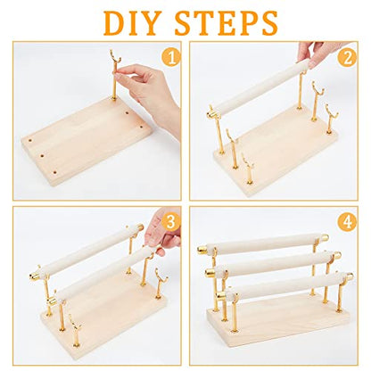 NBEADS 3-Tier Ring Display Stands, Wood Detachable Ring Organizer, Wooden Ring Holder with Golden End Jewelry Storage Organizer Tower Ring Display Jewelry Shelf (RDIS-WH0009-009-US6) - color: 3-Tier Wooden L.w.thi: 8.27x3.94x4.33"