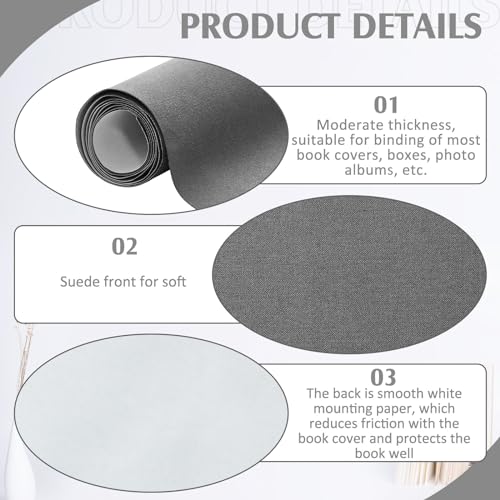 PerKoop Book Cloth for Book Binding 40 x 16 Inch Fabric Surface Paper Backed Bookcover Archival European Durable Strong Bookbinding Supplies Cover Books Album Scrapbooking (Gray) - color: Gray