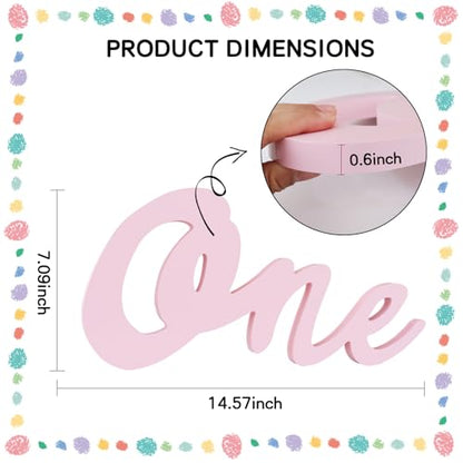TONIFUL One Wooden Sign Cutout Letter for Girl 1st Birthday Party Decorations Table Centerpieces for First Birthday Light Pink Letter Wooden Photo Booth Props Party Decorations Supplies - style: One-Light Pink