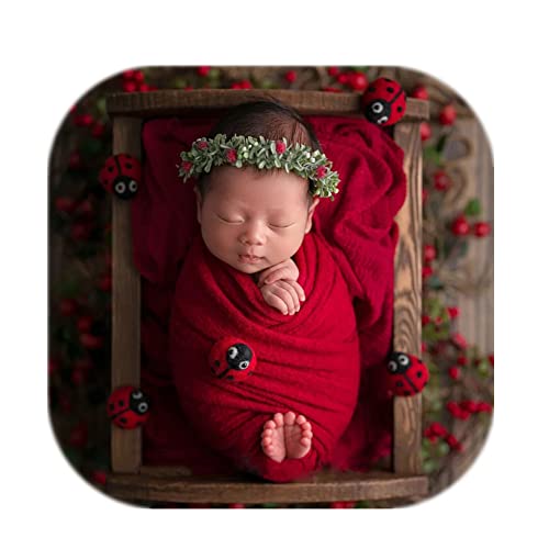 Newborn Photography Props Boys Girls Wrap Baby Photo Props Soft Knit Blanket Cloth (Red) - color: Red