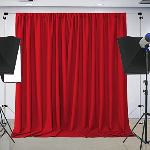 Joydeco Christmas Red Backdrop Curtain for Parties, Photography Backdrop Drapes for Wedding Background Decorations, Wrinkle Free 5ft x 10ft Set of 2 Panels Curtains with Rod Pockets - color: Red, size: 5ft x 10ft x 2 panels