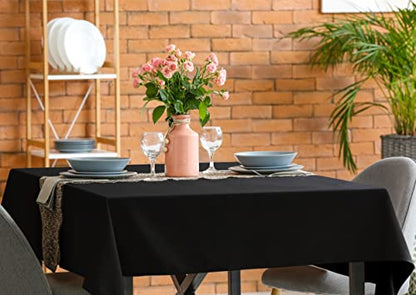 Utopia Kitchen Square Table Cloth 2 Pack(70x70 Inches, Black), Tablecloth Machine Washable, Polyester Table Cover for Dining, Buffet Parties, Picnics, Events, Weddings and Restaurants - color: Black, size: 2 Pack 70x70 Inch Tablecloth