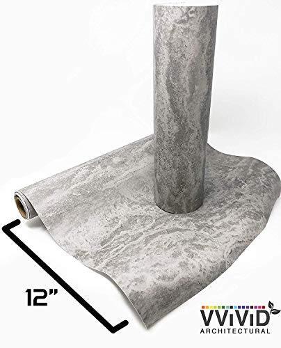 VViViD Grey Concrete Textured Finish Vinyl Sheet Film (Bulk ROLL - 48 Inch x 10ft) - size: BULK ROLL - 48" x 10ft