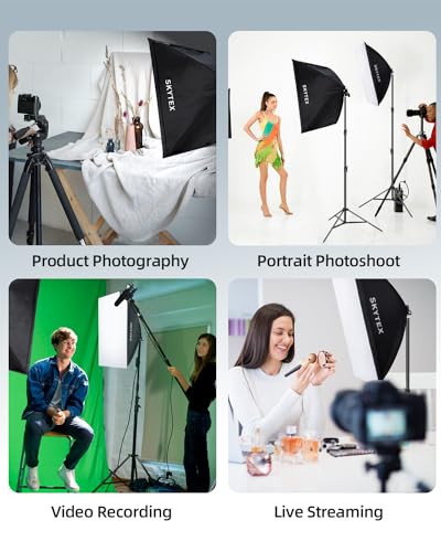 Skytex Softbox Lighting Kit 2Pack,20x28in Soft Box |Upgrade 135W 2700-6400K 100V-240V AC E27 LEDBulb Continuous Photography Lighting,Photo Studio Lights Equipment for Camera Shooting,Video Recording - size: 2 softbox dimmable