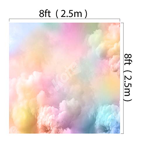 Kate 8×8ft Colorful Clouds Photography Backdrop Pink Blue Gradient Backdrop Abstract Background Fabric Photo Studio Props for Photographer Pictures - size: 8×8ft