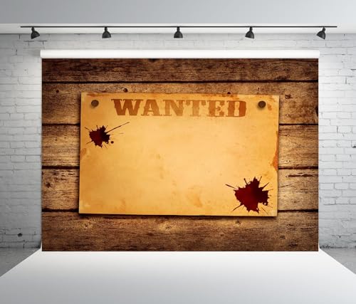 15x8ft Fabric Western Wanted Backdrop Old Wanted Paper Textures Background Wanted by Police Murder Mystery Party Decorations Cowboy Photo Studio Props - size: 15x8FT