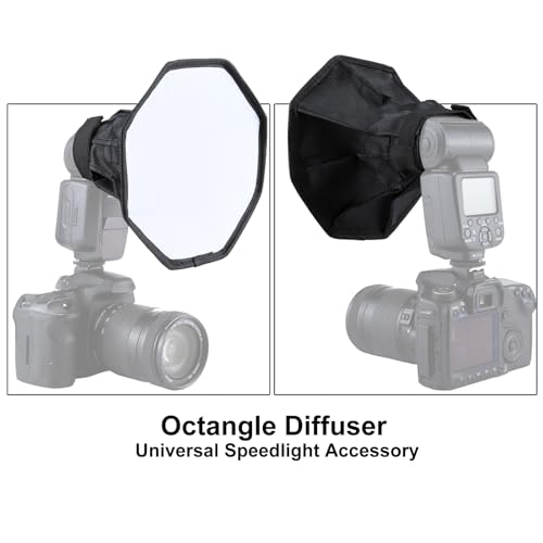 20cm/7.8" Octangle Foldable Flash Diffuser Softbox - Professional Light Softener for Speedlight Cameras with Elastic Band/Storage Pouch (Compatible with Canon/Nikon/Sony/Yongnuo)