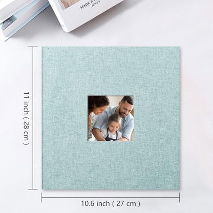 Vienrose Large Photo Album Self Adhesive for 4x6 8x10 Pictures Linen Scrapbook Album DIY 60 Blank Pages with A Metallic Pen - color: Turquoise, size: 11"x10.6" 60Pages