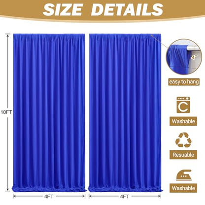 8ftx10ft Wrinkle Free Royal Blue Backdrop Curtain - 10 Feet Photography Backdrop Drapes, Silky Polyester Back Drop Cloth for Wedding Baby Shower Balloon Arch Background - color: Royal Blue, size: 8FTx10FT (W4'xH10', 2 Panels)