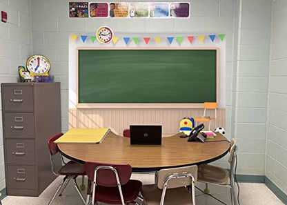 Fabric 7x5ft Back to School Chalkboard Digital Classroom Backdrop Wooden Floor School Picture Backdrop for Photography Teaching Online Classes Photoshoot Props - size: 7x5FT