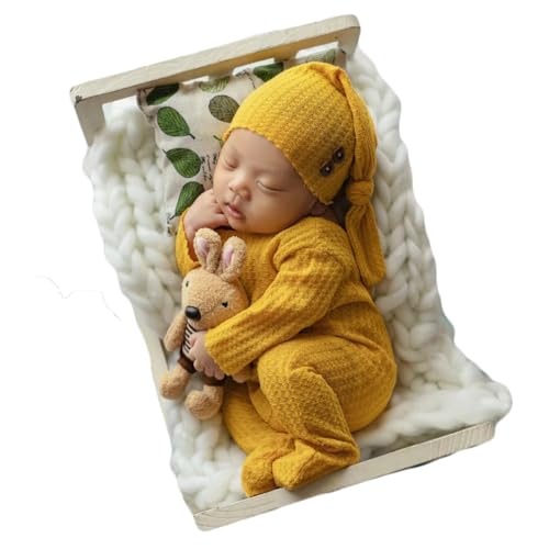 Zeroest Newborn Photography Props Boy Outfits Baby Photo Props Outfit Newborn Boy Photo Shoot Hat Set (Ginger) - color: Ginger