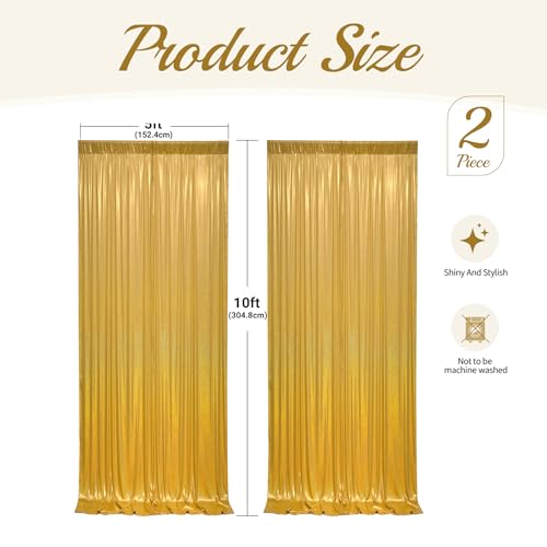 10x10ft Glitter Sequin Gold Backdrop Curtains Photo Backdrop Curtain Fabric Gold Shimmer Drapes Backdrop Bridal Baby Shower Wedding Birthday Party Photography Backdrops Photoshoot 5x10FT, 2 Panels - color: Glitter Gold, size: 10 ft X 10 ft(2 Panels 5ft X
