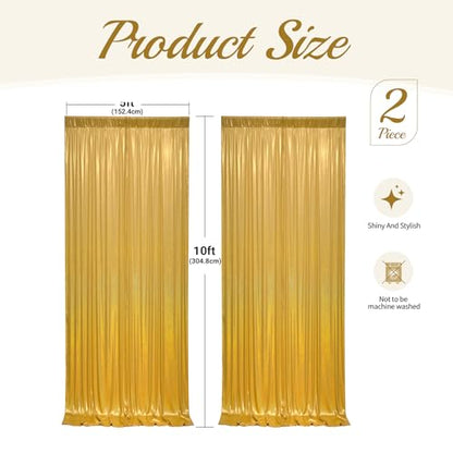 10x10ft Glitter Sequin Gold Backdrop Curtains Photo Backdrop Curtain Fabric Gold Shimmer Drapes Backdrop Bridal Baby Shower Wedding Birthday Party Photography Backdrops Photoshoot 5x10FT, 2 Panels - color: Glitter Gold, size: 10 ft X 10 ft(2 Panels 5ft X