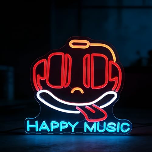 Neon Sign for Wall Decor Light Up Letters Business Led Sign Music Party Gifts Led Decorative Night Signs Room Decor Party Signs for Bar Musician Birthday (Happy Music) - color: happymusic