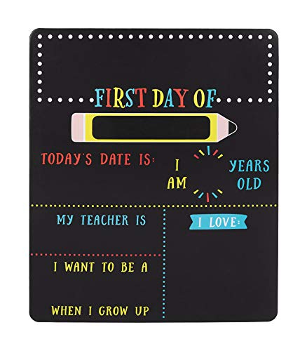 Kate & Milo First and Last Day of School Chalkboard Sign, Reusable Double Sided Back to School Photo Prop with Chalk, Kids Milestone Board - style: First and Last Day School Chalkboard