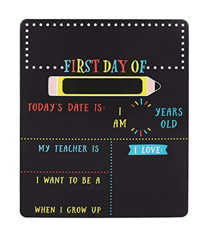 Kate & Milo First and Last Day of School Chalkboard Sign, Reusable Double Sided Back to School Photo Prop with Chalk, Kids Milestone Board - style: First and Last Day School Chalkboard